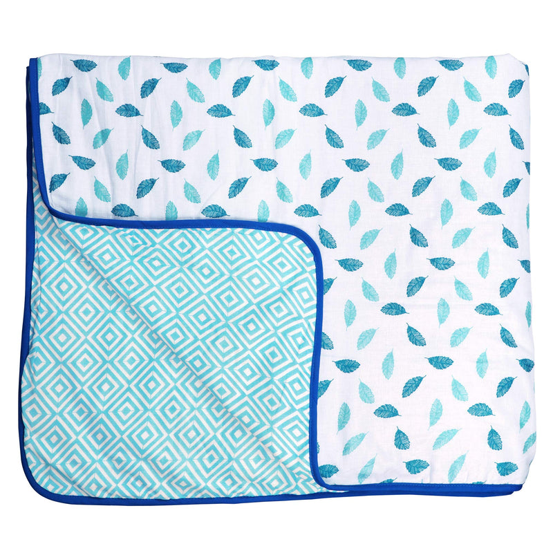 Story@Home Dohar Single Bed 100% Cotton, Blanket for Winter,100% Cotton Reversible Light Weight Dohar Single| 150GSM |56 X 86 inch| Blue & White Season use.