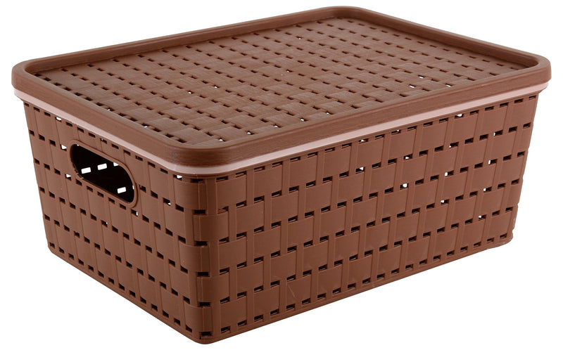 Nayasa Gloria Plastic Basket, Medium, Dark Brown, 28 cm x 21 cm x 13 cm (B075SKMR7P)