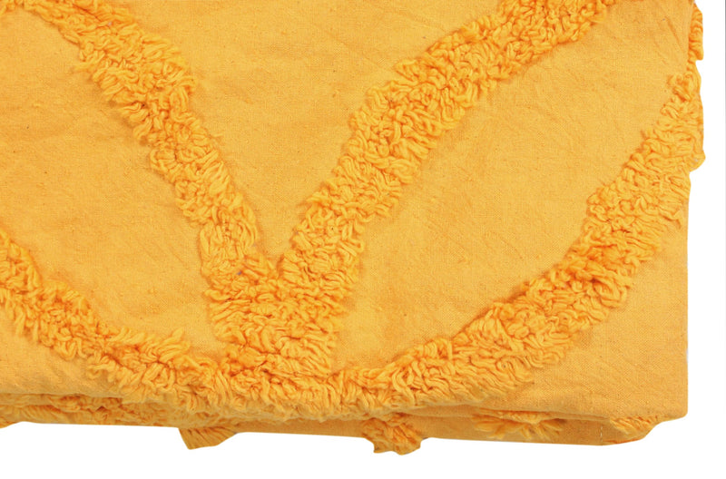 DOLCE CASA Tufted Pure Cotton Sofa Throw | Soft and Cozy Decorative Throw | 150x125 Cms - Yellow