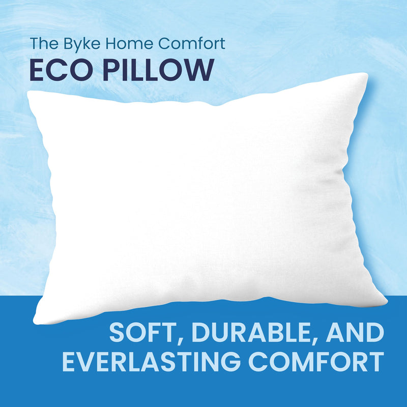 The Byke Home Comfort Eco Pillow 17 x 27 Pack of 4 | Premium Conjugate Fiber Filling, Soft Cotton Blend - Ideal for Hotels & Hospitals - Washable White Pillow