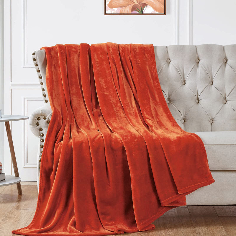 Walensee Fleece Blanket Plush Throw Fuzzy Lightweight (Throw Size 50ââ‚¬Âx60ââ‚¬Â Orange) Super Soft Microfiber Flannel Blankets for Couch, Bed, Sofa Ultra Luxurious Warm and Cozy for All Seasons