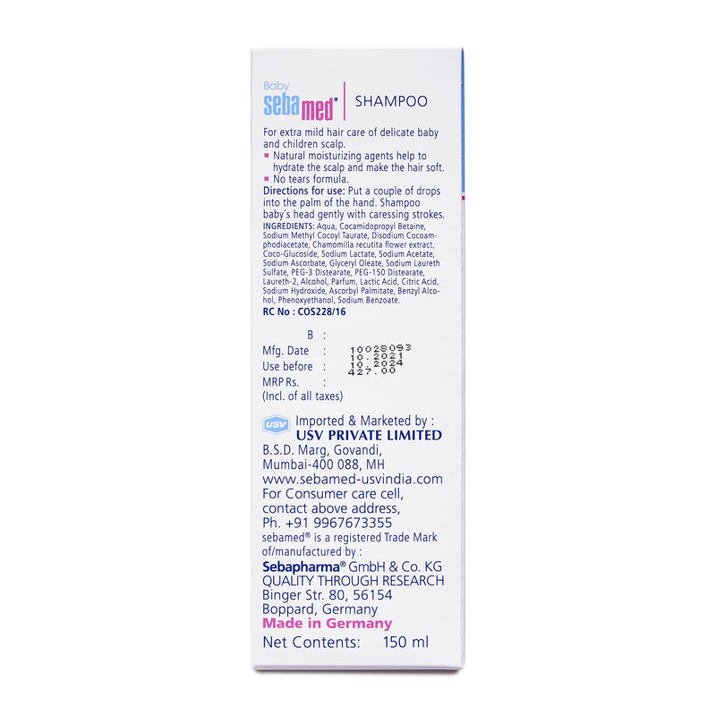 Sebamed Baby Shampoo 150ml|Ph 5.5| Camomile|Natural moisturisers|No tears formula|For delicate scalp