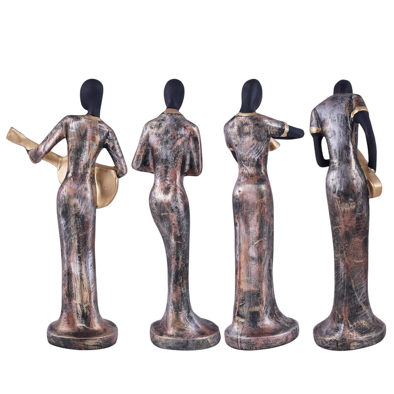 zart Resin Musical Instrument Showpiece, Set of 4 (Gold)