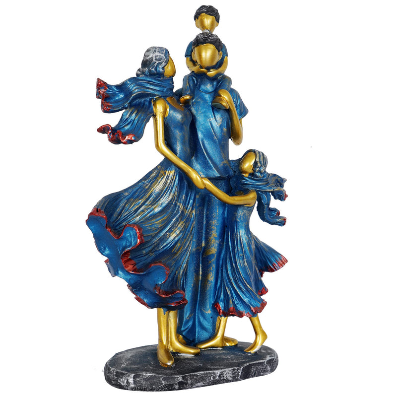 ZART Family Showpiece for Home Decor,Blue (11 inch), Resin