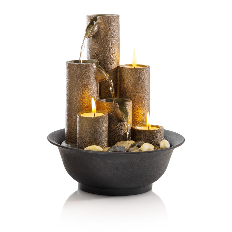 Alpine WCT202 Tiered Column Tabletop Fountain with 3-Candles