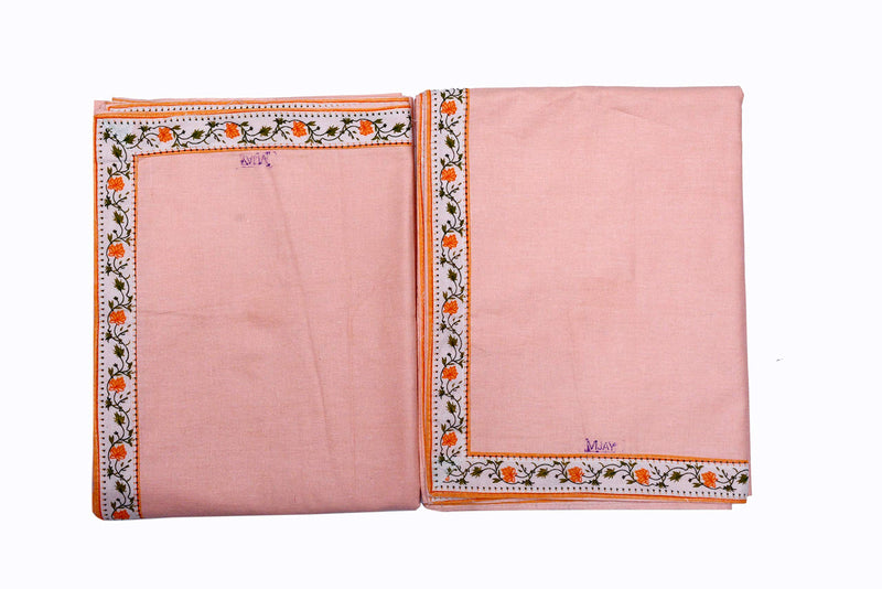 Blumfye Pure Cotton Soft Blanket/Chaddar/Top Sheet (Peach) Pack of 2