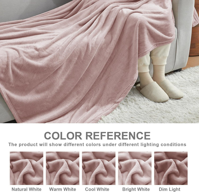 Cloth Fusion Fleece AC Blanket Double Bed, Lightweight Cozy Soft Premium Plush Blanket, 86X88 inches or 220X223.5 cm (Blush Pink)