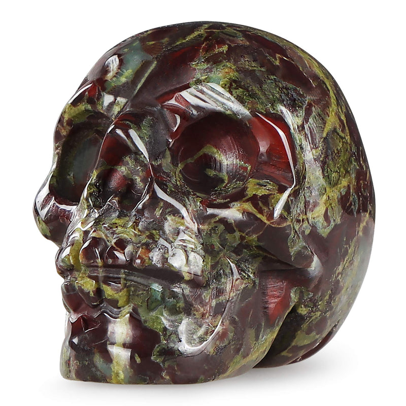 Artistone 2.0" Dragon Blood Skull, Hand Carved Gemstone Fine Art Sculpture, Reiki Healing Stone Statue，Attract All The Aura Around