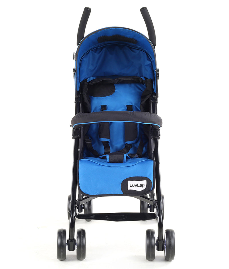 LuvLap City Baby Stroller / Buggy, Compact & Travel friendly baby pram, for Baby & Kids, 6-36 Months, with 5 point safety harness, adjustable seat recline, extendable canopy, 15Kg capacity (Blue)