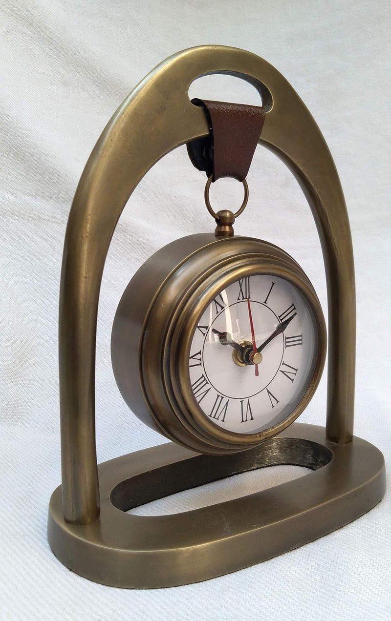 Royal Handicrafts Brass Finish Table Clock Antique Style