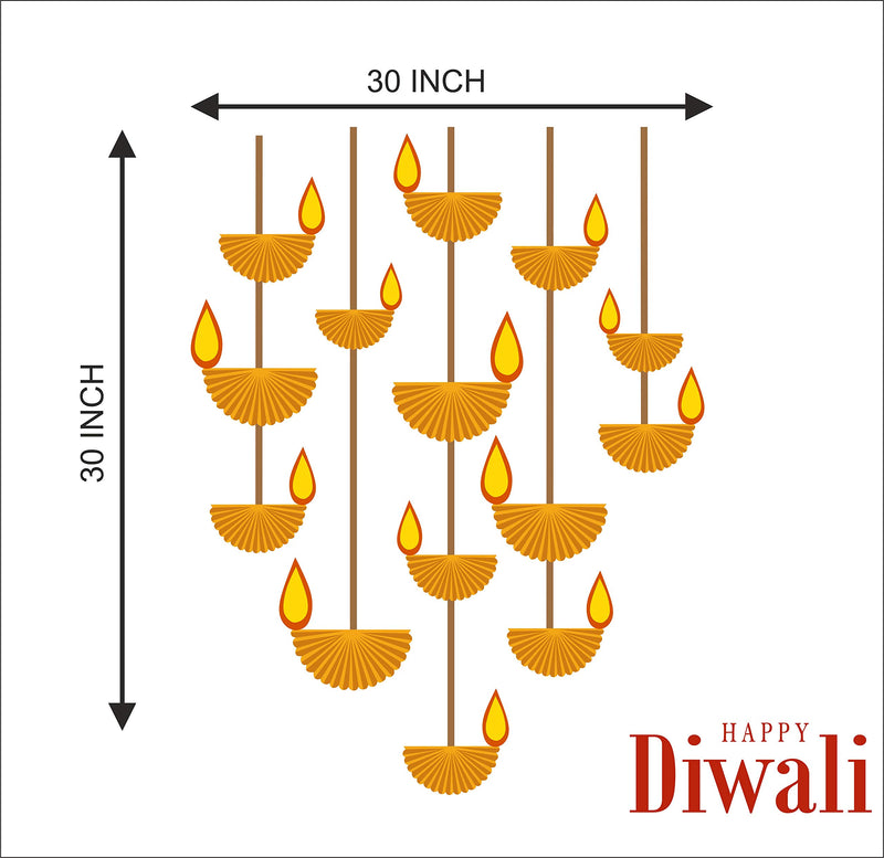 Shree Decor Diwali Special - Decorative Hanging Diya Happy Diwali Wall Sticker-PC68