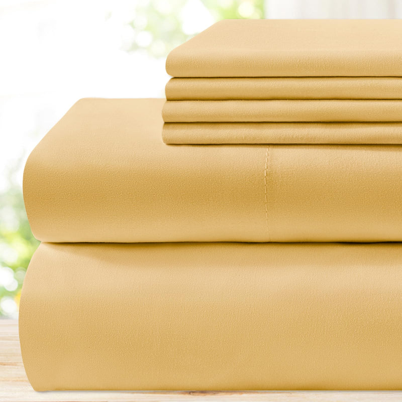 BYSURE Hotel Luxury Bed Sheets Set 6 Piece(Full, Gold) - Super Soft 1800 Thread Count 100% Microfiber Sheets with Deep Pockets, Wrinkle & Fade Resistant