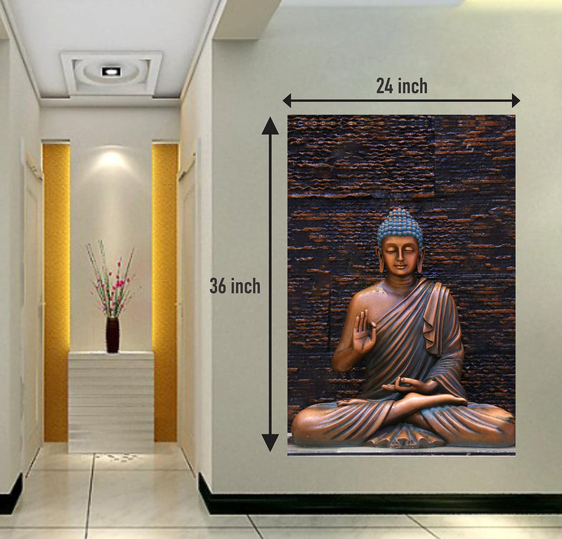 DivineDesigns™ Vinyl Gautam Buddha Brown Wall Reusable Self-Adhesive Sticker Ideal for Kids Room, Living Room, Bedroom, Office Bedroom, Nursery Wall Decoration (Multicolour, Standard) Pack of 1