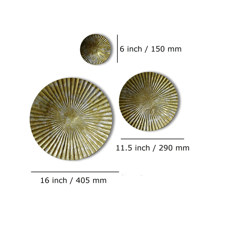 Craftter Round Metal Wall Art- Antique Abstract Wall Décor , Hanging Sunburst Wall Sculptures And Decors (Gold, Set Of 6)