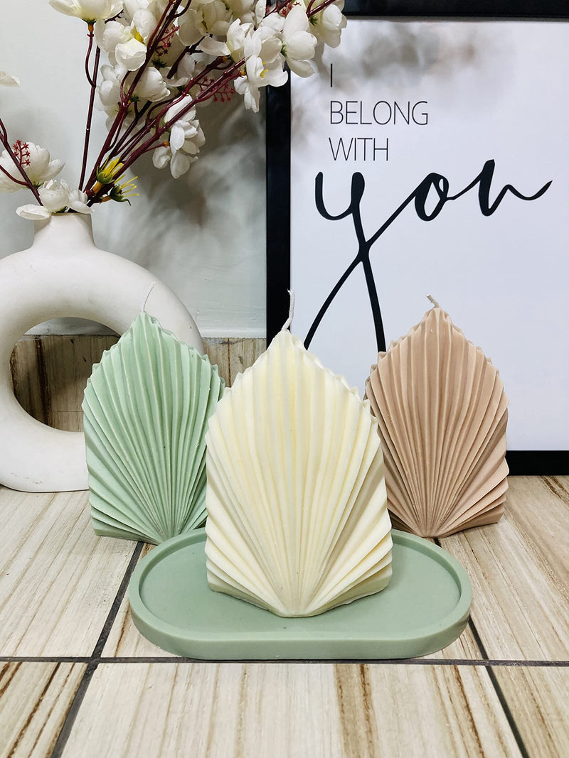 Yellow Petal Palm Leaf Candles | Vanilla Scented | White Color |100% Soy Wax, 490gm