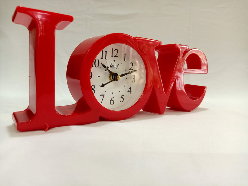 Sri Sainath Enterprises Love Table Clock / RED Colour Table Clock / Size:- 4IN Height, 10IN Width.