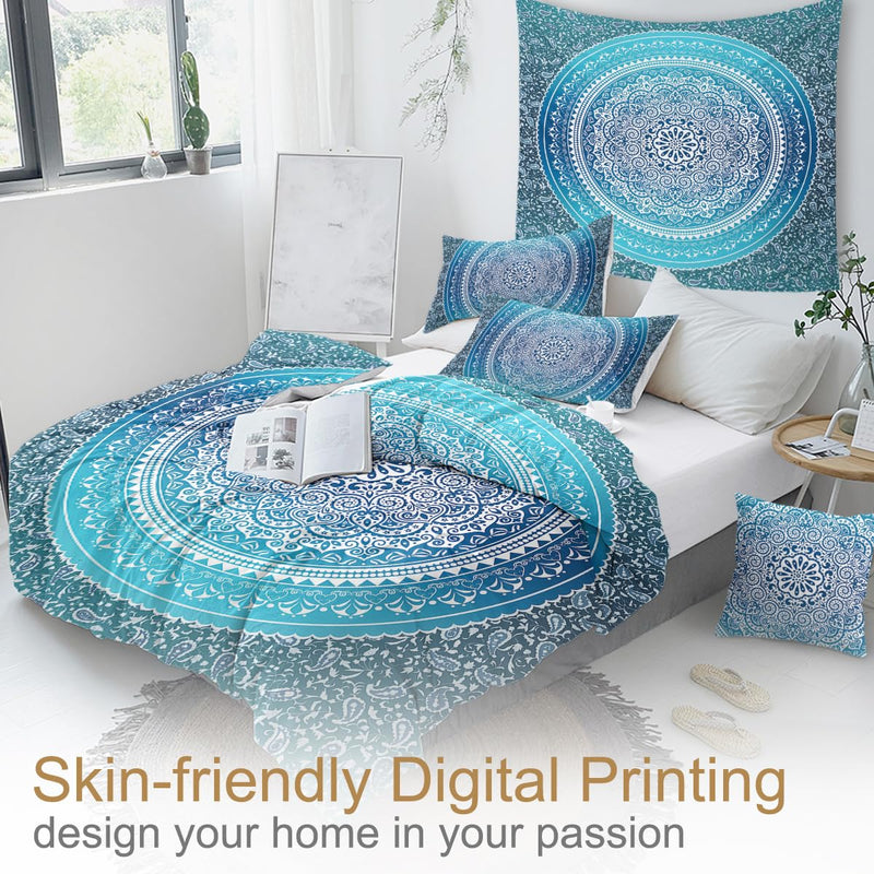 Sleepwish 4 Pcs Bohemian Luxury Boho Bedding Crystal Arrays Bedding Quilt Bedspread Mandala Hippie Duvet Cover Set Cal-King Size by Sleepwish