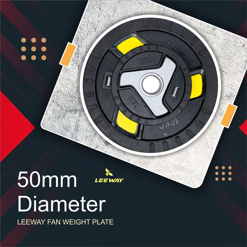 LEEWAY Fan design Rubber Weight Plates with 50 mm Dia(100kg Set)| Olympic Rubber Weight Plates| Rubber Weight| Spare Gym Weight| Barbell Weight Plate (Fan Plate 100 kg Set (2.5X4+5X4+7.5X4+10X4))