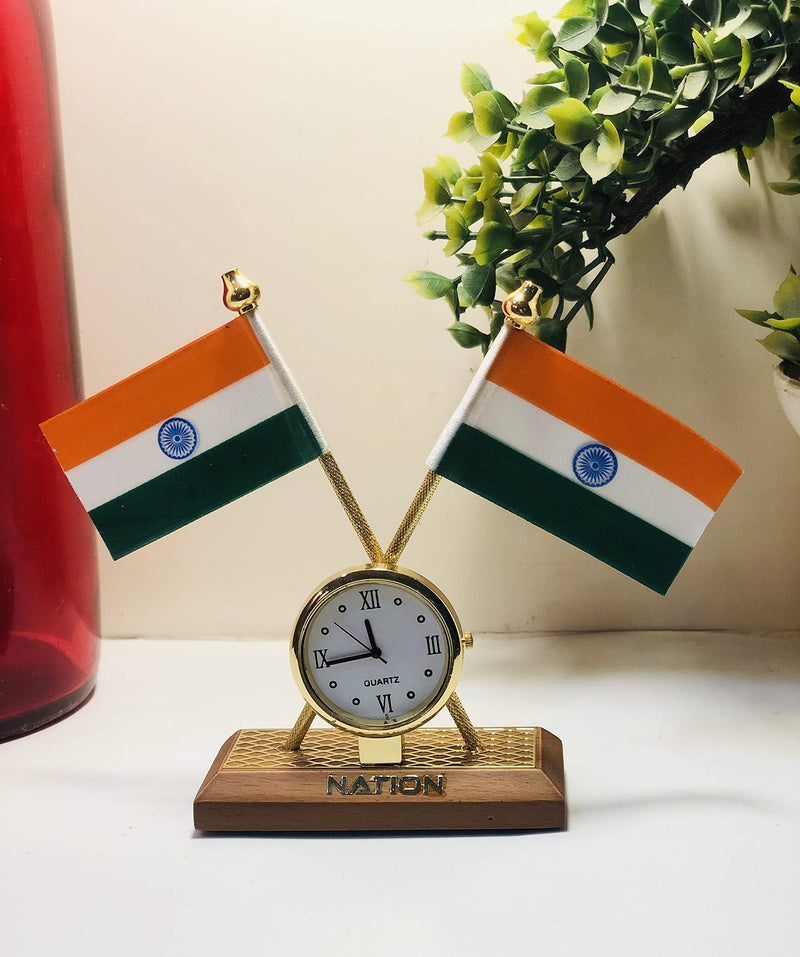 Avyanga Indian Flag with Clock (7cm x 10cm)