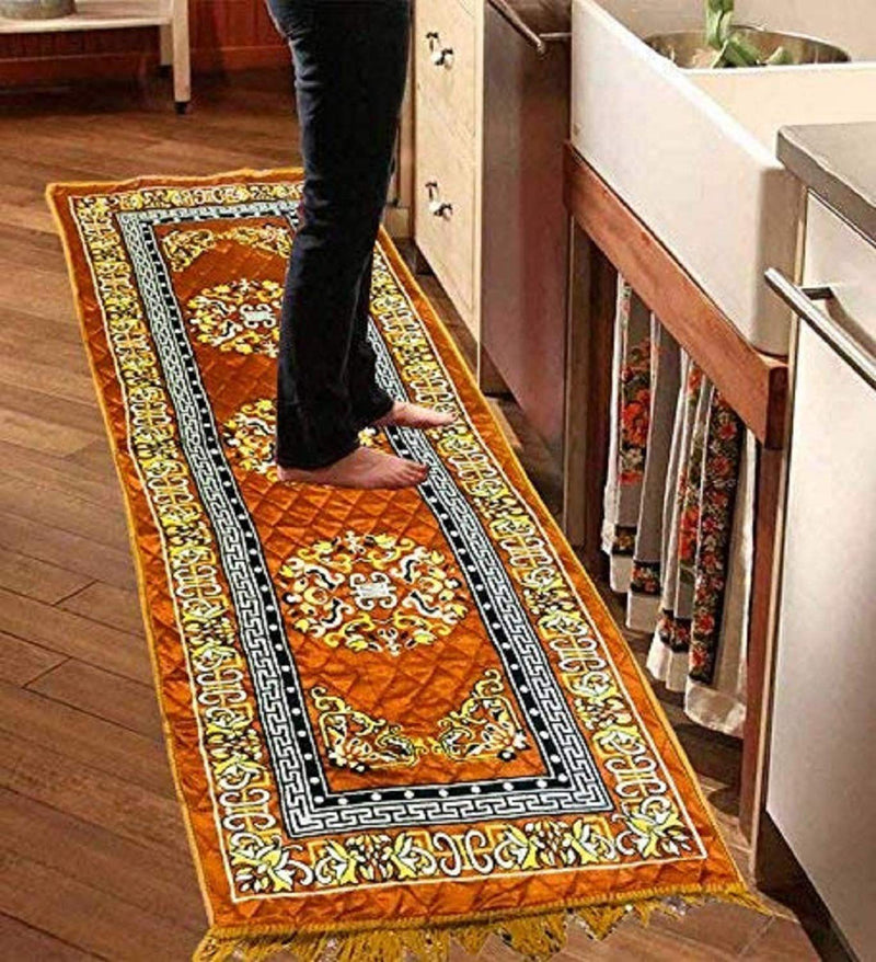 Kuber Industries™ Bed Side Runner,Floor Runner,Kitchen Mat in Velvet Material (6 * 2 Feet) Light Brown (Code-07)