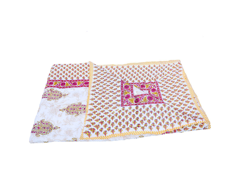 THROW KING Jaipuri razai rajai Single Bed Pure Cotton 100% Blanket Single Bed for Jaipuri Mughal Desing Printed Breathable Single Bed Blanket, Razai, Quilt, Dohar - Set of 2 (60 x 90 inch)