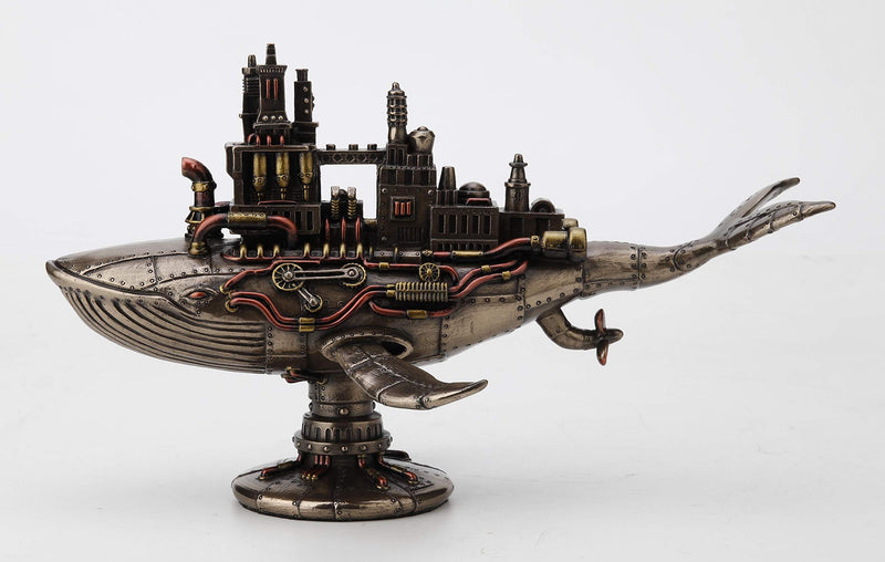 Veronese Design 6 7/8 Inch Steampunk Fifty Two Hertz Galactic Space Colony Whale Cold Cast Resin Bronze Finish Statue Home Decor