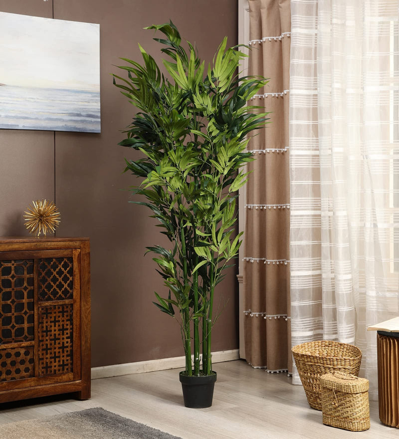 ARICKDECOR Bamboo Artificial Tree, 6ft Fake Bamboo Silk Plant with Basket, Tall Faux Trees in Pot for Restaurant Home