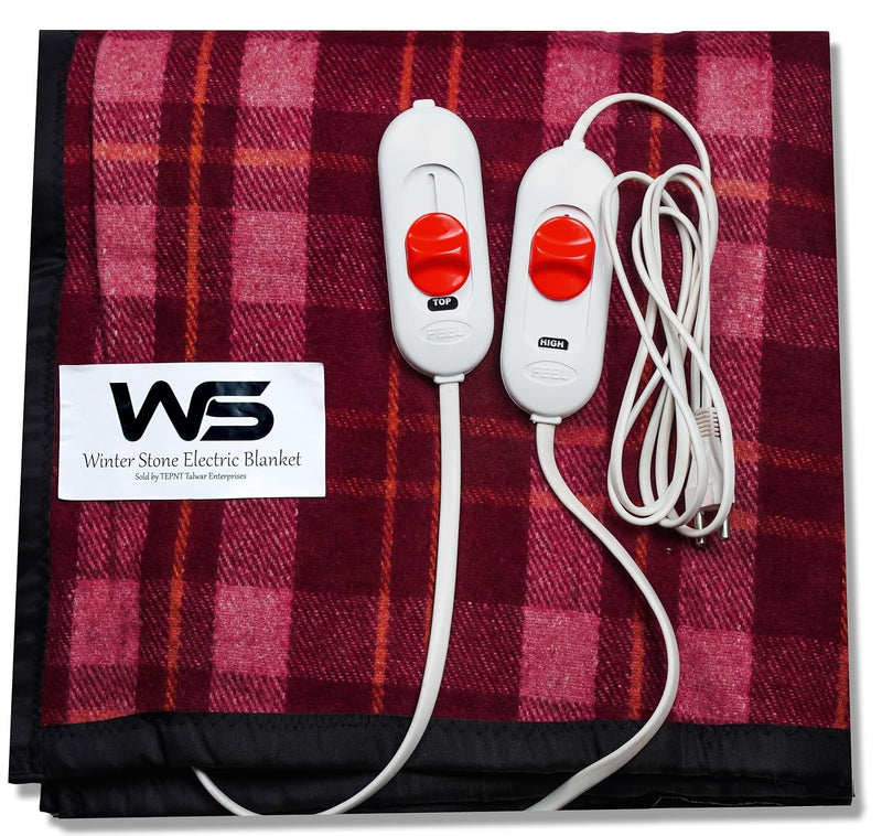 WS Electric Blanket Double Bed Electric Bed Warmer Shock Proof Heated Blankets Throw (150x150 cm, Multicolor)