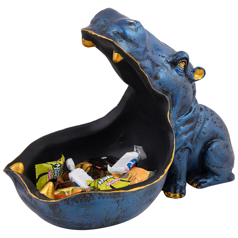 zart Angry Big Mouth Hippopotamus Showpiece for Home Decor Showpiece | Hippo Showpiece for Home Decorative Showpiece (Hippo Blue) Resin