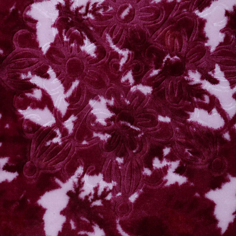 SPANGLE Microfibre Printed Floral Self Warm Soft Luxurious 480 TC Maroon Single Bed Blanket