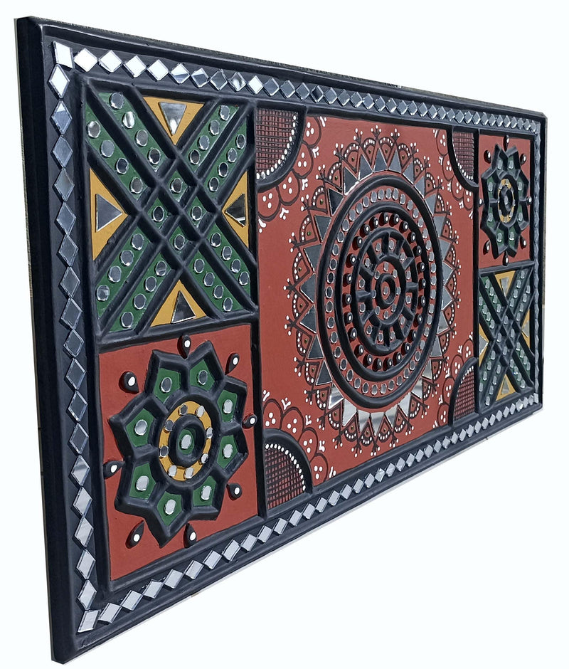 SHAKTI KUTCHI MUD & MIRROR CRAFTS Clay Wall Frame (31 cm x 61 cm x 2 cm, SKMMCWF 12X24 010)