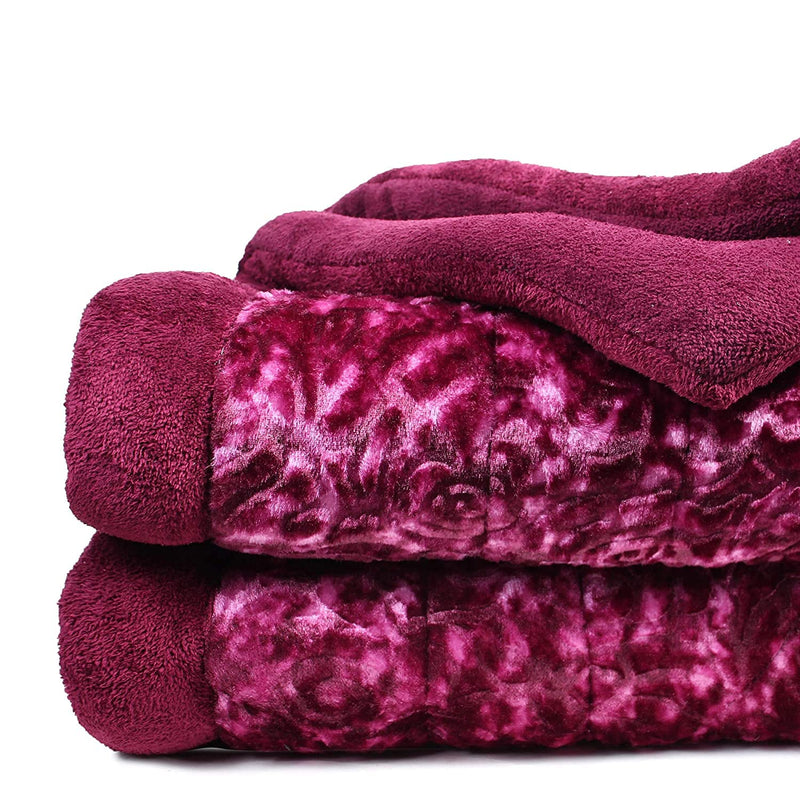 Fablicious Super Soft Microfiber Heavy Quilt | Razai for Winter Double Bed King Size (Wine)