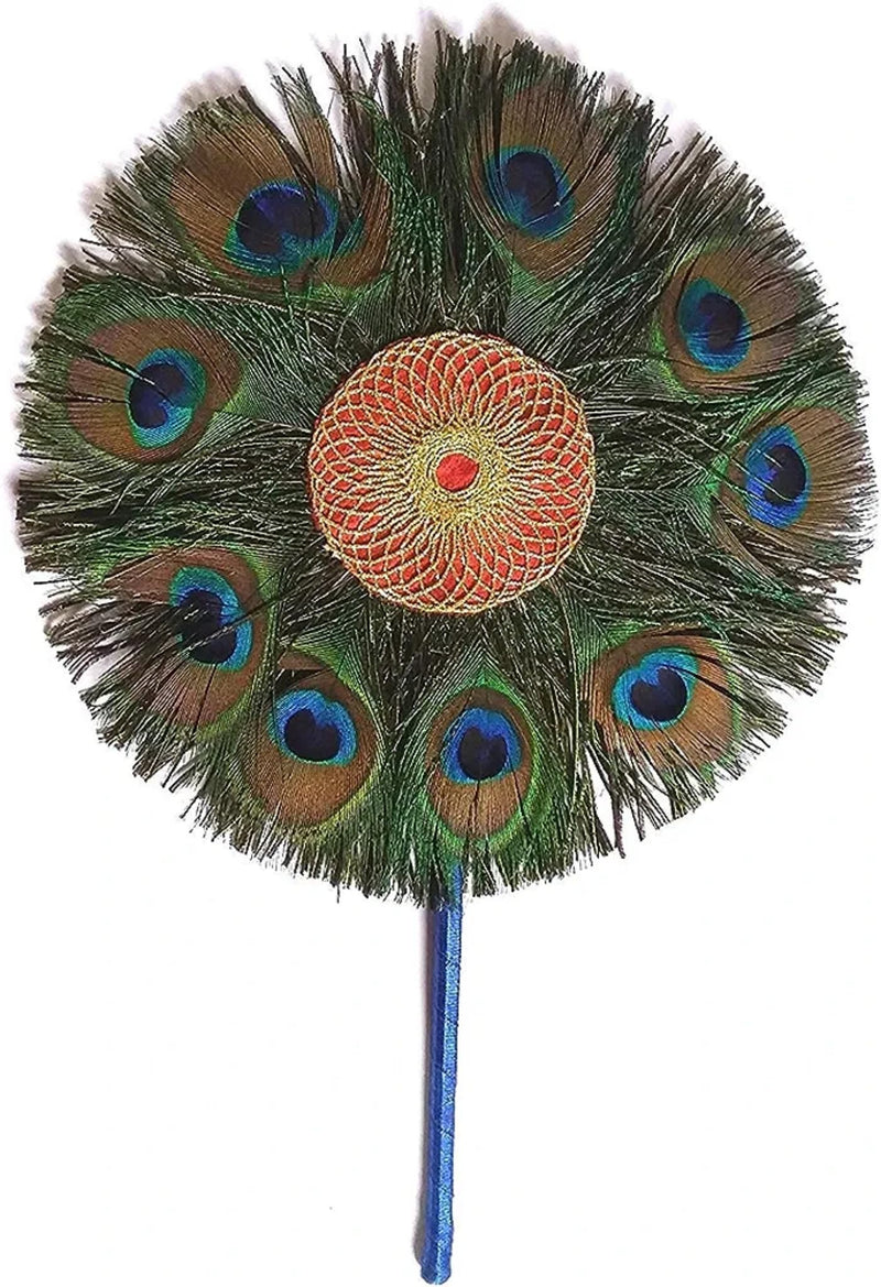 Peacock Feather/Mor Pankh, Natural Peacock Feather Beejna Bena Pankha Fan for Puja and Home Decoration (Pack of 1)