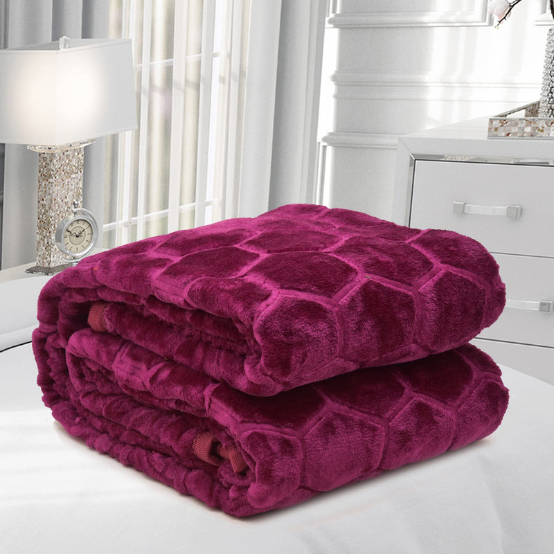 BENAVJI Mink Floral Embossed Super Soft Heavy Bed Velvet for Winter Blanket Quilt Rajai