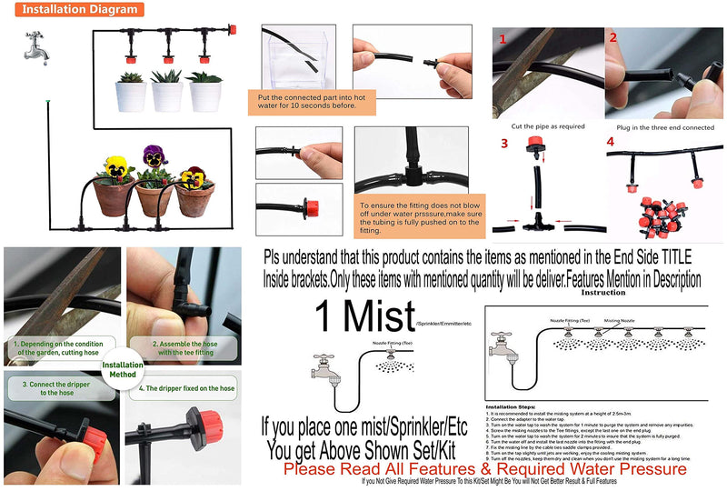 DIY Crafts Micro Drip Irrigation Kit Adjustable Nozzle Automatic Watering Kits,Plant Watering System for Patio,Greenhouse,Lawn,Garden No Installation Require (For 2 Pot, Ready To Install Kit)