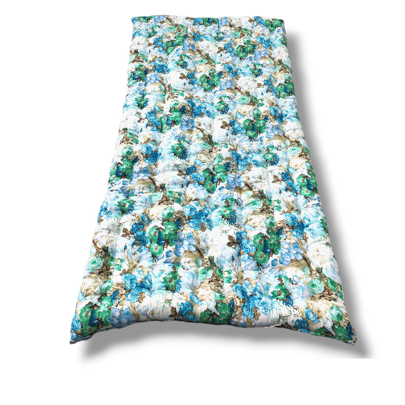 ATOOTFUSION Soft Foldable Cotton Mattress | Rollable Lightweight Single Firm Cotton Mattress | 3X6 Ft (72X36 Inches) (Paradise Floral Blue)