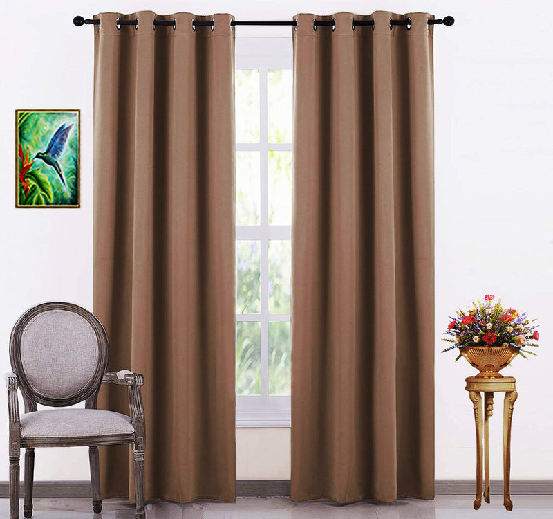 JUPON Room Darkening Polyester Blackout Curtain with 3 Layers Weaving Technology Solid Grommet Pattern, Pack of 2 Piece (W - 45inch X 96inch -L) Mocha