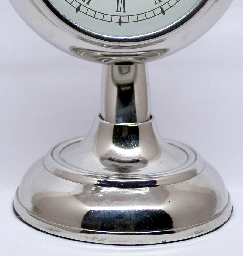 Divine Handicraft Silver Finish, 12 Inch Moon Stand Table Clock, Spring Wound Clock for Living Room and Office, Standard