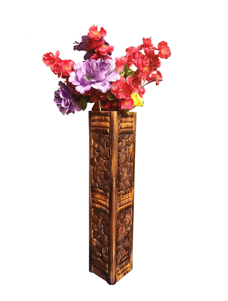 Spanglers Wooden Floor Flower Vase for Home Decoration Brown