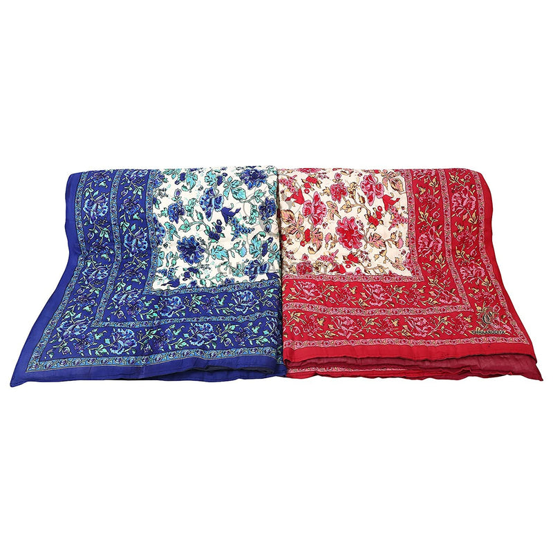 Woodsy Jaipuri Razai Rajasthani Traditional Reversible Soft Light Weight Pure Cotton Winter and Summer Rajai Ac Quilt Razai/Rajai/Quilt/Blanket/Dohar/Comforter (Set of 2, Multi Quilt)