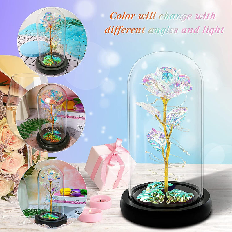 Whitecloud TRANSFORMING HOMES Romantic Rose Light in Glass Dome Unique Gifts for Mom, Wife, Daughter, and Women on Mother's Day, Birthdays, and Valentines (RDL-189) (1)