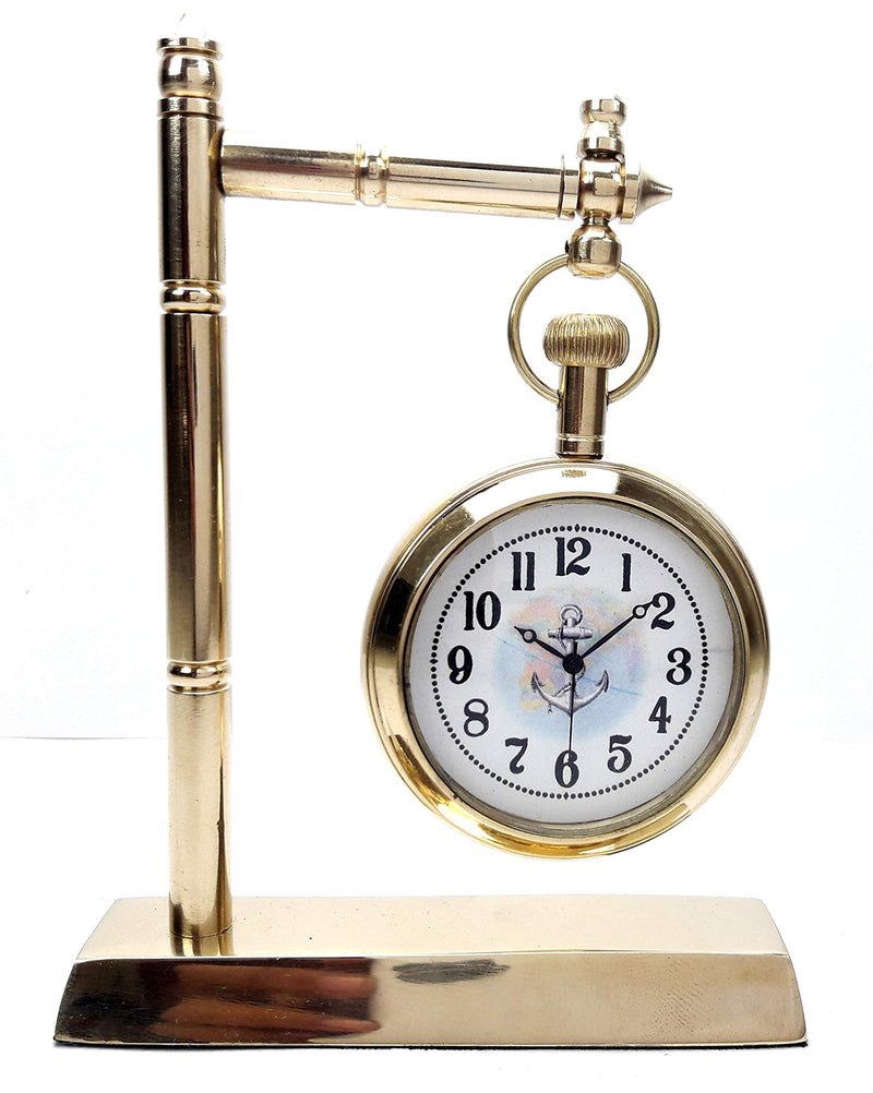 KV Collection Beautiful Antique Style Brass Hanging Table Clock. Exclusive Gifting idea