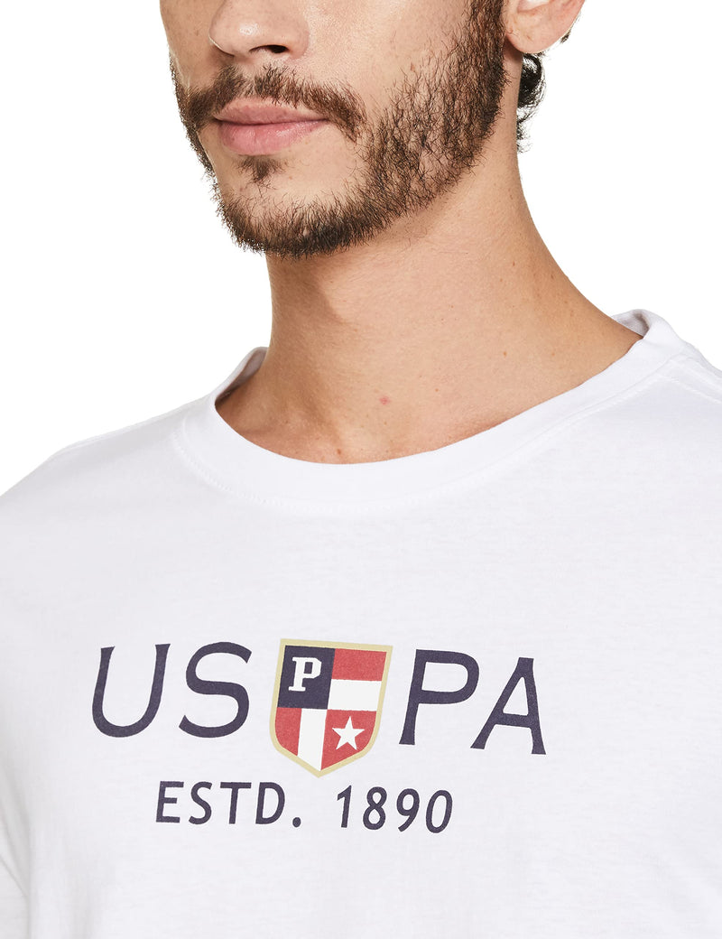 U.S. POLO ASSN. Mens Half Sleeve Round Neck Slim Fit T Shirts (Ustshs1374_White_L)