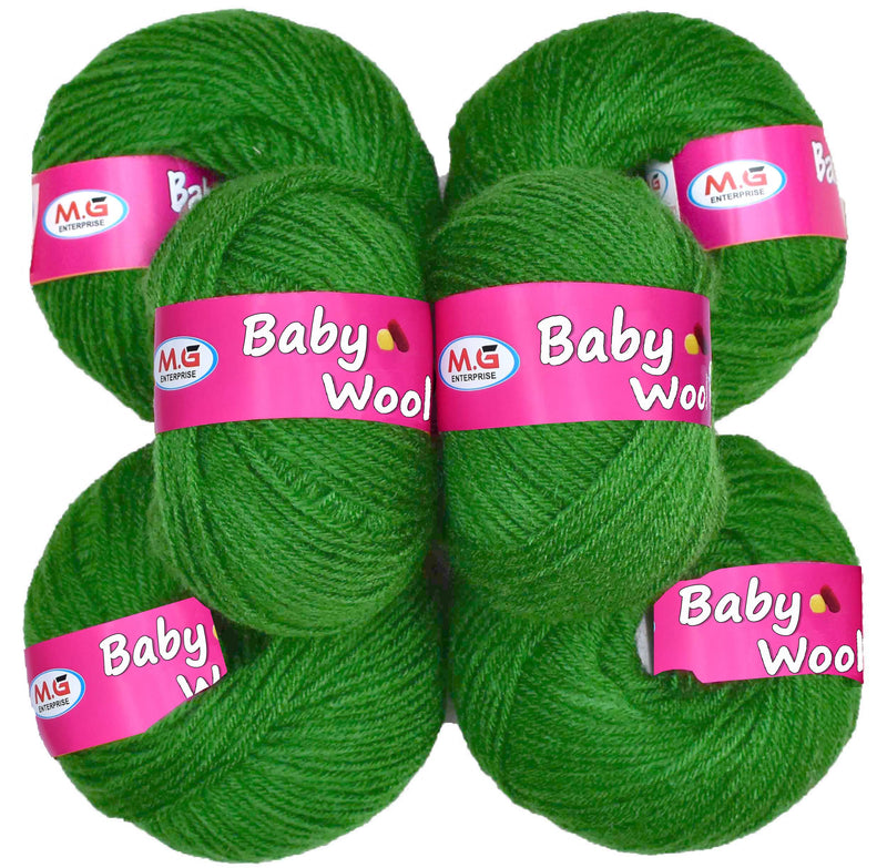 M.G ENTERPRISE 100% Acrylic Wool Leaf Green (Pack of 6) Baby Wool Wool Ball Hand Knitting Wool/Art Craft Soft Fingering Crochet Hook Yarn, Needle Knitting Yarn Thread Dyed … Y