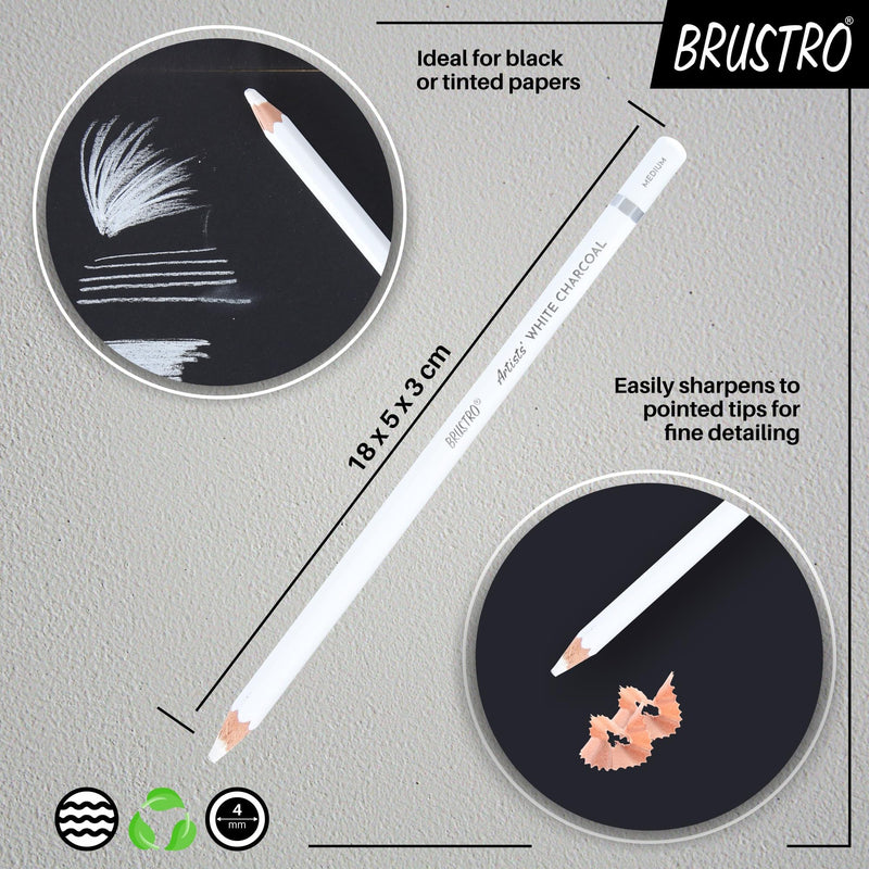 BRUSTRO Artists� B &W Coloured Pencils Set of 3 Whites and 3 Blacks