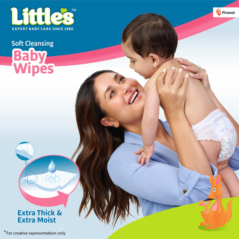 Little's Soft Cleansing Baby Wipes Lid, 80 Wipes (Pack of 4)