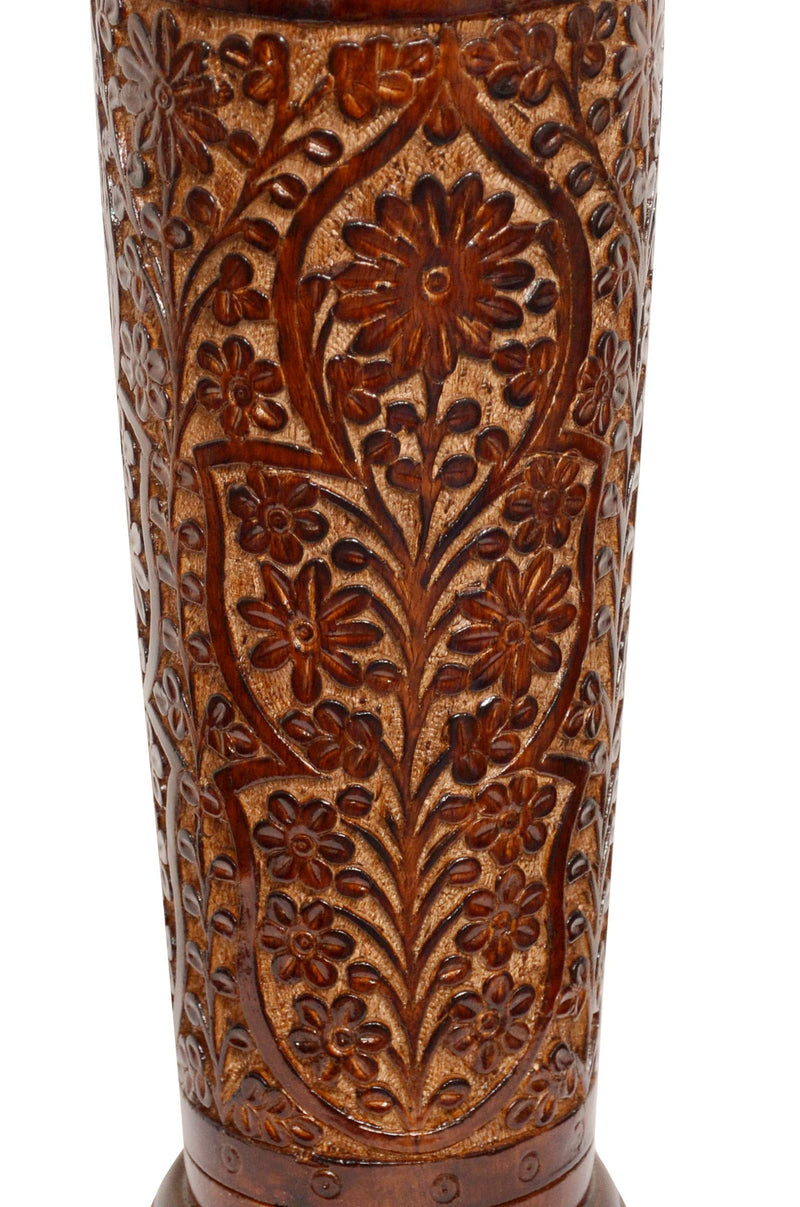 ARTIFACTS'OCEAN Antique Wooden Flower Vase | Beautiful Wooden Vase | Brown - 18 x 5 inch