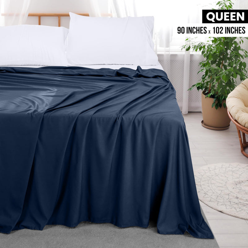 Utopia Bedding Flat Sheets (Queen, Navy)