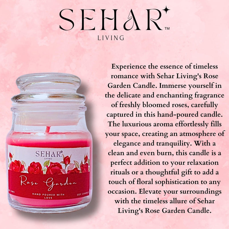 Sehar Living Fragrance Jar Candles Christmas Combo | 85 GMS Each | Pure Soy Wax | Burn Time - 18-20 Hours Each | Reusable Glass Jar | Hand Poured (Rose Garden, Sweet Vanilla & Lemongrass)