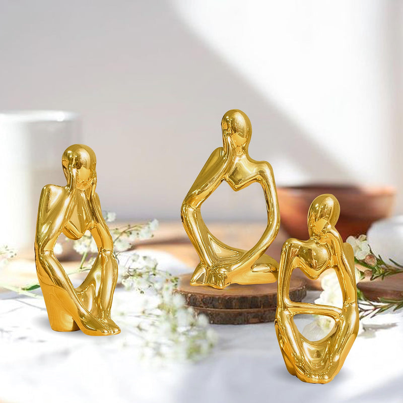 Xtore Golden Thinker Statue for Home Decor | Table Decor (Pack of 1, Golden)